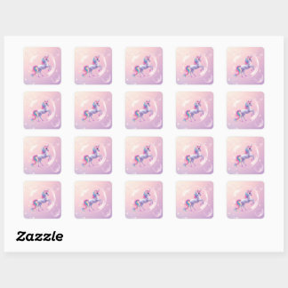 Sticker Carré Bulle Unicorne