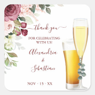 Sticker Carré Bulles et brasse Merci Floral Mariage