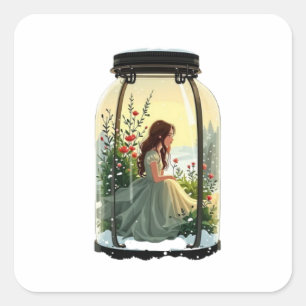 Sticker Carré Bullet Journaling Series2 - Terrarium Girl 2