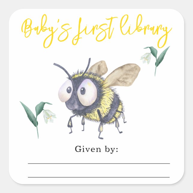 Sticker Carré Bumble Bee - la première bibliothèque du bébé (Devant)