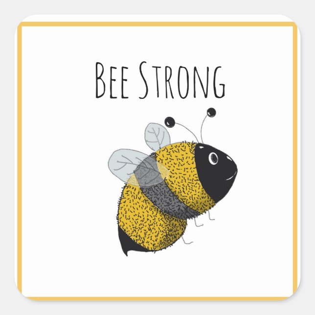 Sticker Carré Bumblebee mignonne Jaune et Noir | Abee forte (Devant)