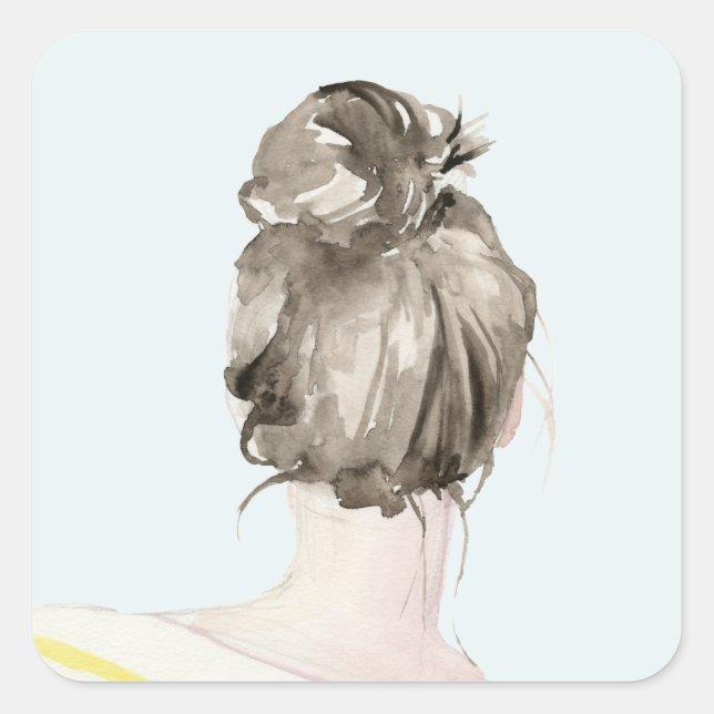 Sticker Carré Bun de noeud de cheveux Brown (Devant)