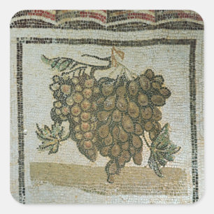 Sticker Carré Bunch de raisins blancs, mosaïque romaine