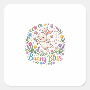 Sticker Carré Bunny Bliss T-Shirt pour amoureux de lapins mign