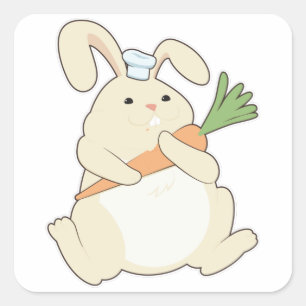 Sticker Carré Bunny comme cuire avec de la carotte