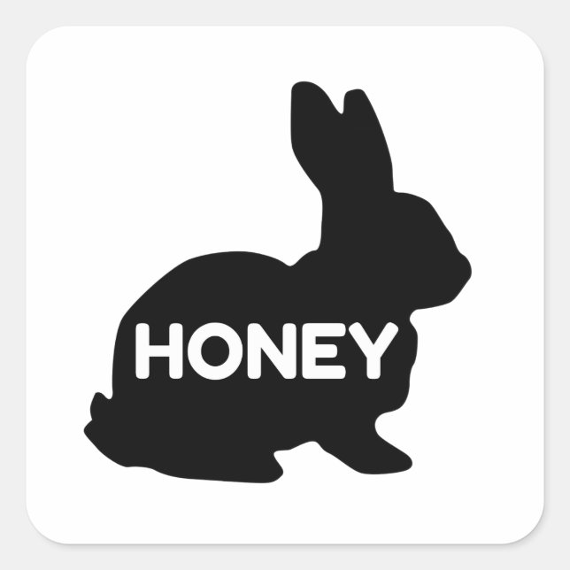 Sticker Carré Bunny de miel mignonne drôle (Devant)