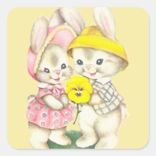 Sticker Carré Bunny Girl+Boy