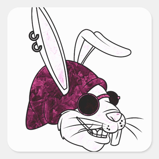 Sticker Carré Bunny Hipster (Devant)