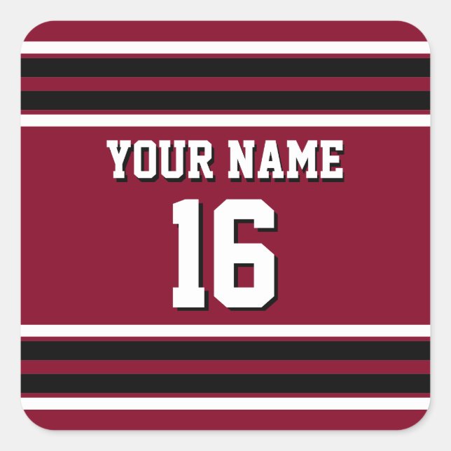 Sticker Carré Burgundy Black Wht Team Jersey Numéro personnalisé (Devant)