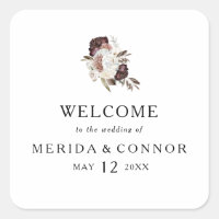 Burgundy Boho Floral Mariage Bienvenue