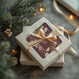 Sticker Carré Burgundy Chinoiserie Christmas Romantic Wedding