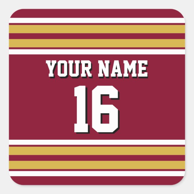 Sticker Carré Burgundy with Gold White Stripes (Devant)