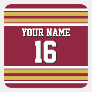 Sticker Carré Burgundy with Gold White Stripes