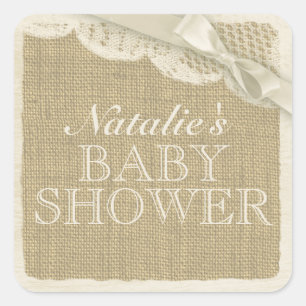 Sticker Carré Burlap vintage et dentelle avec cou