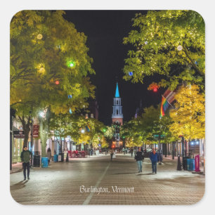 Sticker Carré Burlington, Vermont, photo de la ville,