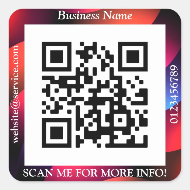 Sticker Carré Bus QR Code. Nom Promo du site Web, géométrique/bl (Devant)