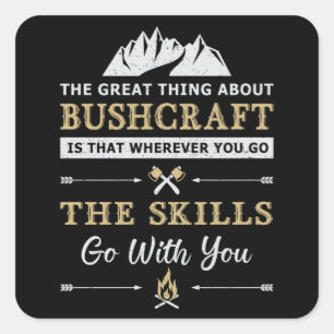 Sticker Carré Buscraft Survival Mountain Bushmaker Funny Cadeau