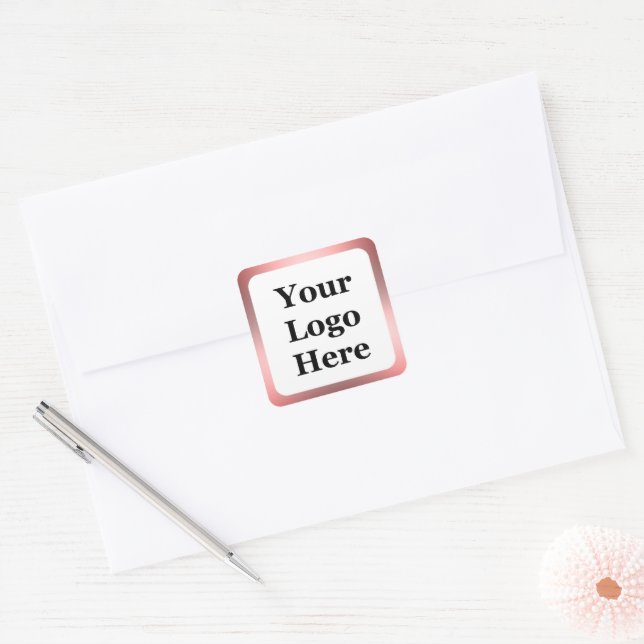 Sticker Carré Business Blanc et rose Gradient Votre logo ici (Enveloppe)