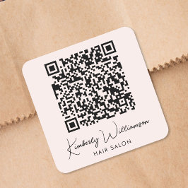 Sticker Carré Business Name Signature Script QR Code Promotional