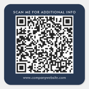 Sticker Carré Business QR Code et site Web de l'entreprise Blue
