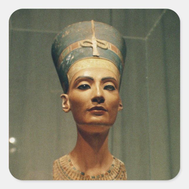 Sticker Carré Buste de la reine Nefertiti, vue frontale (Devant)