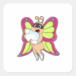 Sticker Carré Butterfly Dentist Teeth