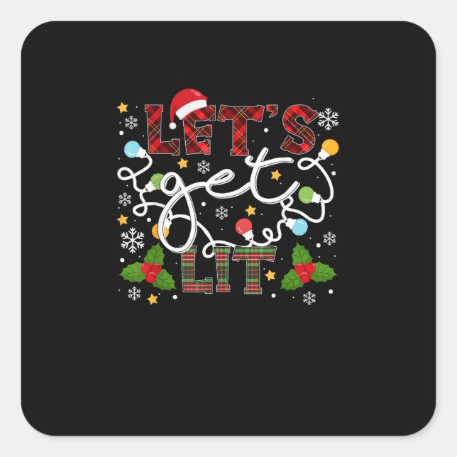 Sticker Carré Buvons Lit Père Noël Christmas Lights (Devant)