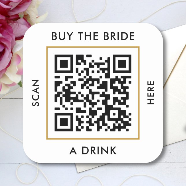 Sticker Carré Buy The Bride A Drink Custom QR Code Bachelorette (Créateur téléchargé)