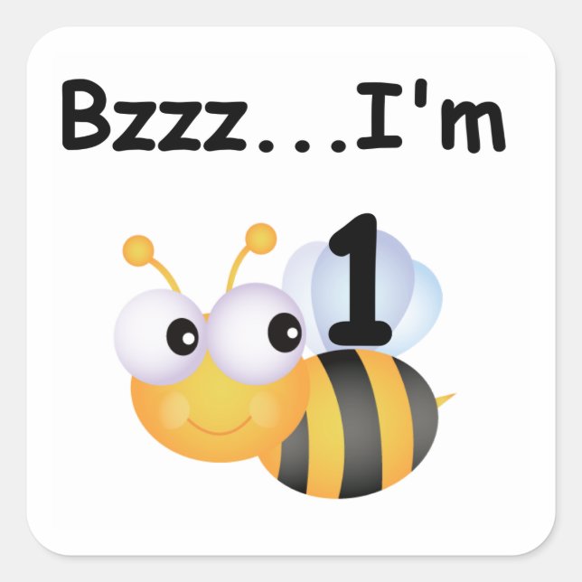 Sticker Carré Buzz Bumblebee 1er Anniversaire T-shirts et cadeau (Devant)
