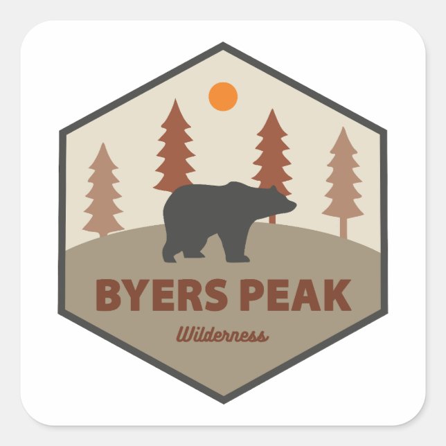 Sticker Carré Byers Peak Wilderness Colorado Ours (Devant)