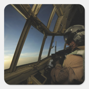 Sticker Carré C.A. - le pilote de 130 Hercule balaye l'horizon