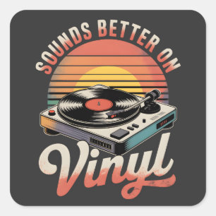 Sticker Carré Ça sonne mieux sur le vinyle