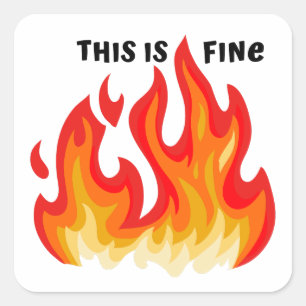 Sticker Carré "Ça va" (noir + feu et flammes)