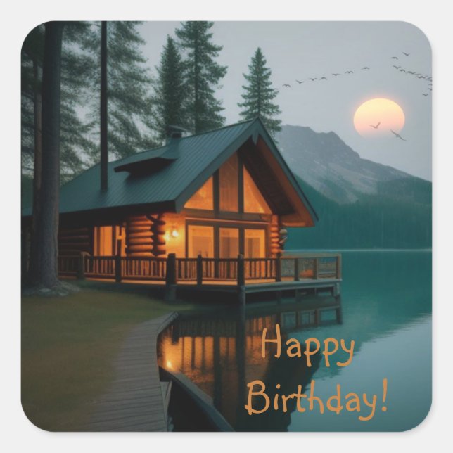 Sticker Carré Cabine Par Lac Anniversaire (Devant)
