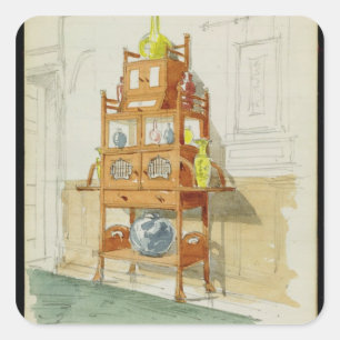 Sticker Carré Cabinet d'exposition, c.1860s-70s (la semaine et