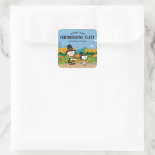Sticker Carré cacahuètes Charlie Brown Thanksgiving Ajouter Vo