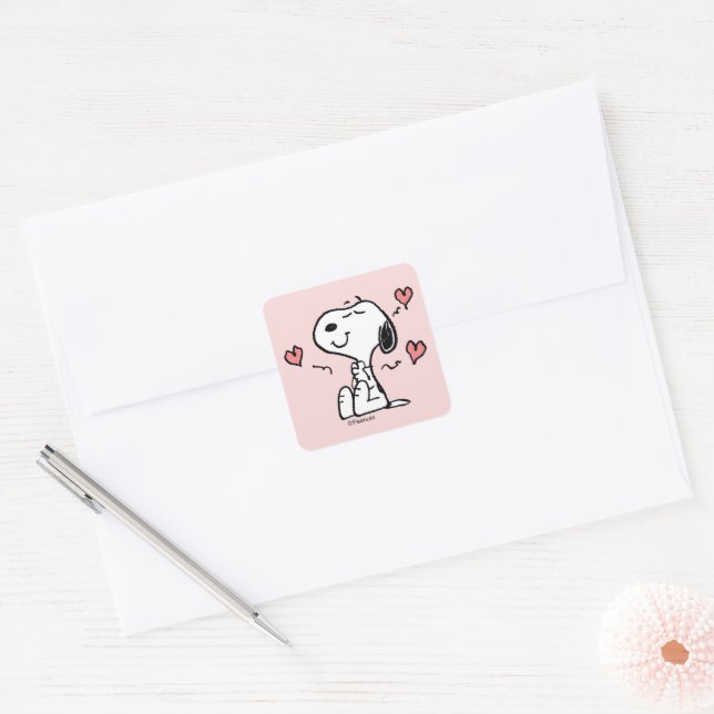 Sticker Carré cacahuètes | Coeurs de snoopy (Enveloppe)