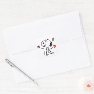 Sticker Carré cacahuètes Coeurs de snoopy