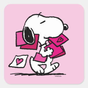 Sticker Carré cacahuètes Saint Valentin Snoopy Avec Valentin