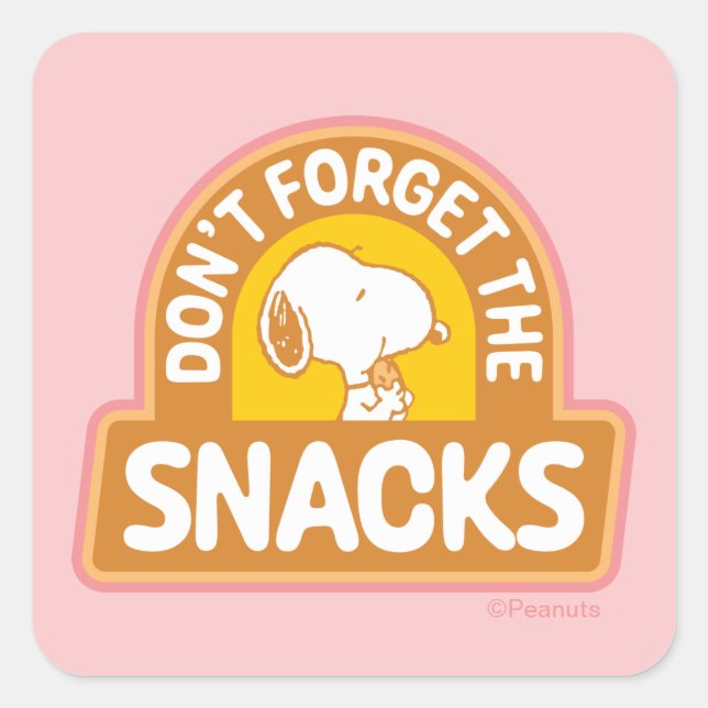 Sticker Carré cacahuètes | Snoopy N'oubliez pas les snacks (Devant)