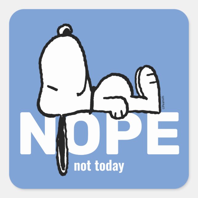 Sticker Carré cacahuètes | Snoopy Pas aujourd'hui (Devant)