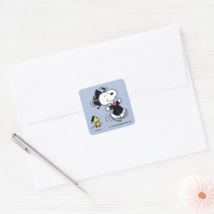 Sticker Carré cacahuètes Snoopy & Woodstock Graduation