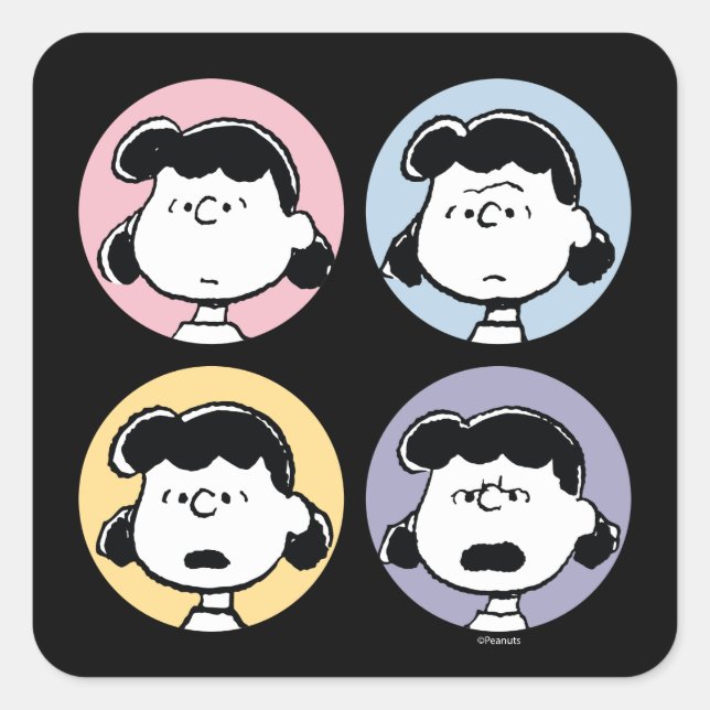 Sticker Carré cacahuètes | Visages de Lucy (Devant)