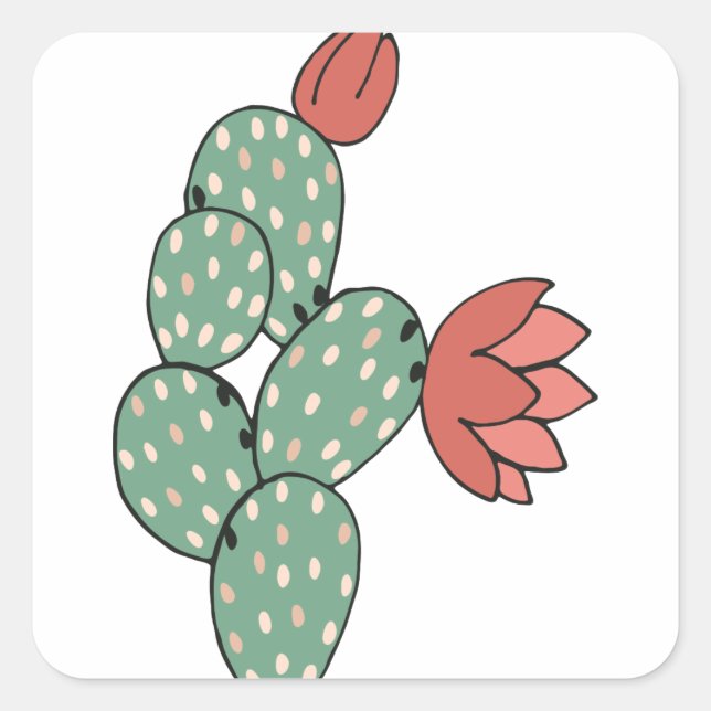 Sticker Carré Cactus à poires modernes (Devant)