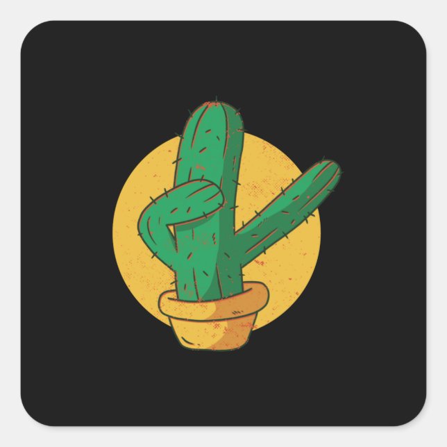 Sticker Carré Cactus en suspension (Devant)