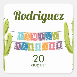 Sticker Carré Cactus et Papel Picado Garland Texas