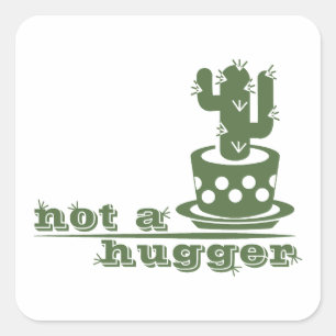 Sticker Carré Cactus Pas un gros cactus drôle dire