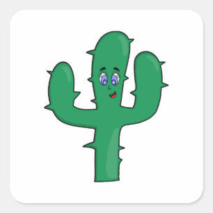 Sticker Carré Cactus souriant