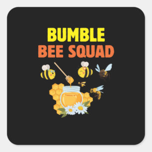 Sticker Carré Cadeau apiculteur Famille Bumble Bee Squad