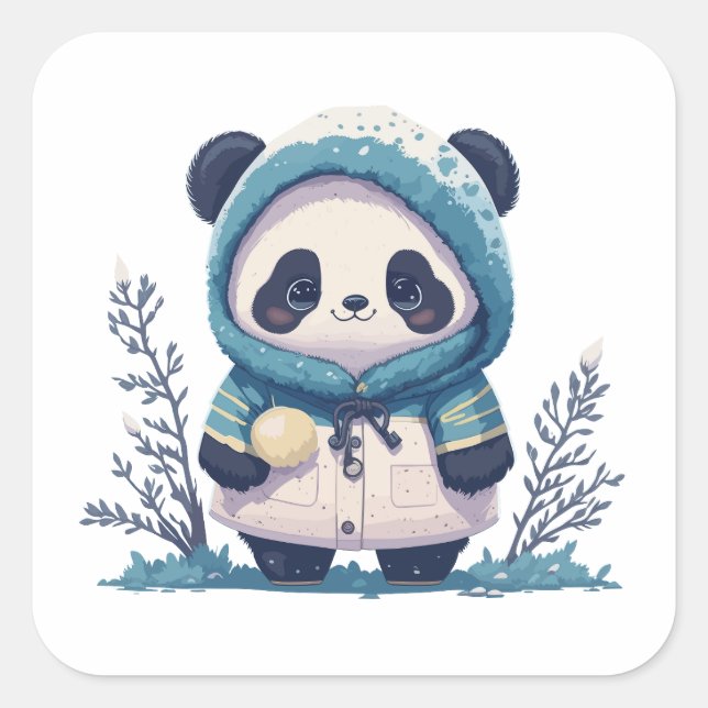 Sticker Carré Cadeau aux amateurs de Panda Cute (Devant)